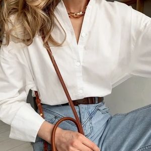 White cotton long sleeve oversize shirt 2022